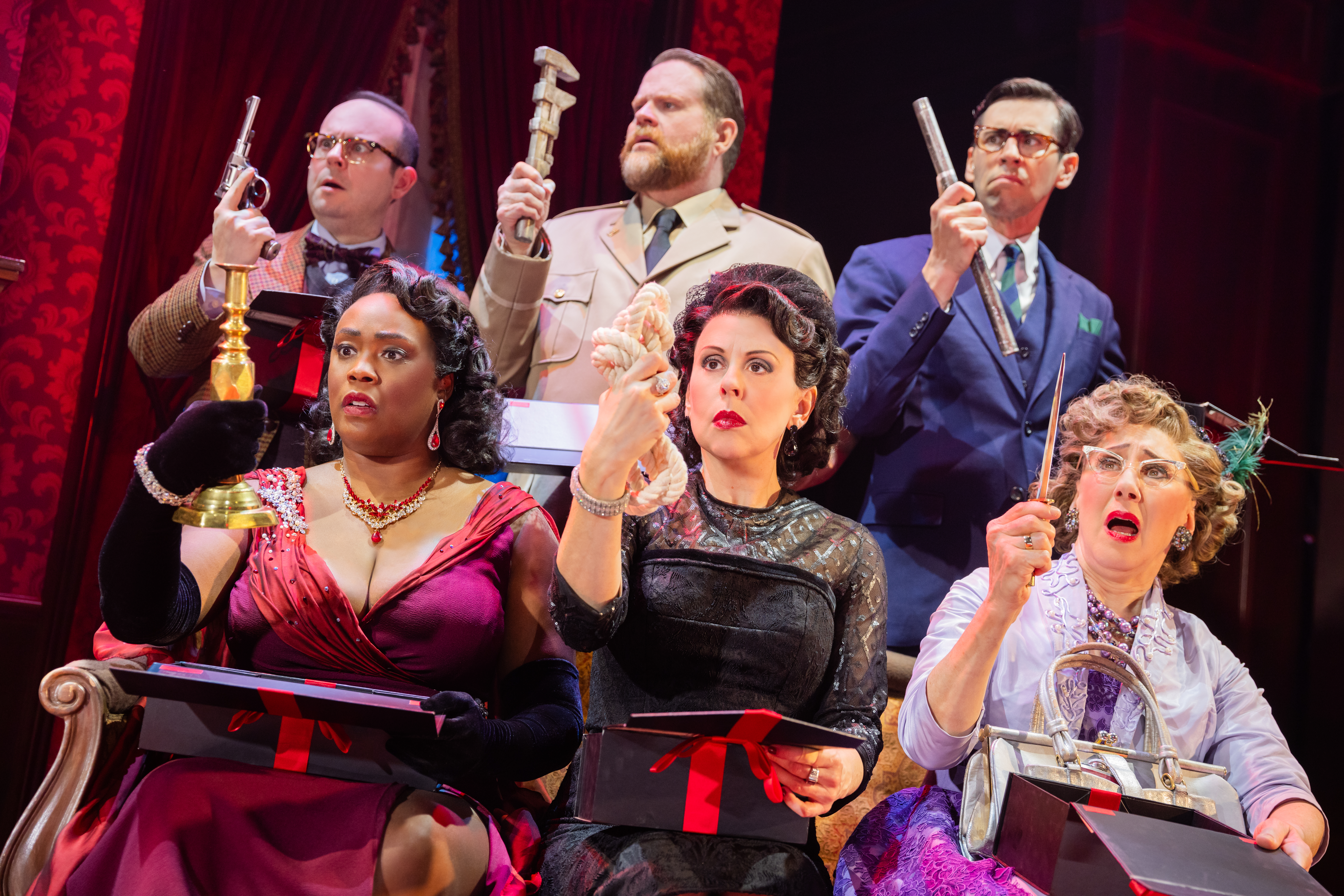 The Company of the North American tour of CLUE. Photo by Evan Zimmerman for MurphyMade.